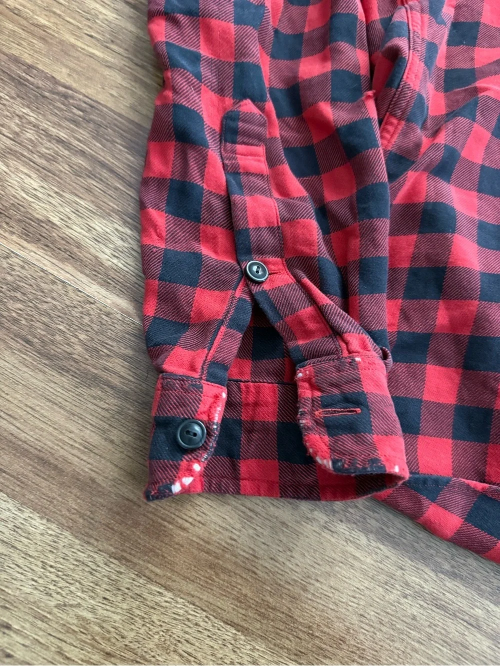 Red Black Plaid Button-Front Shirt